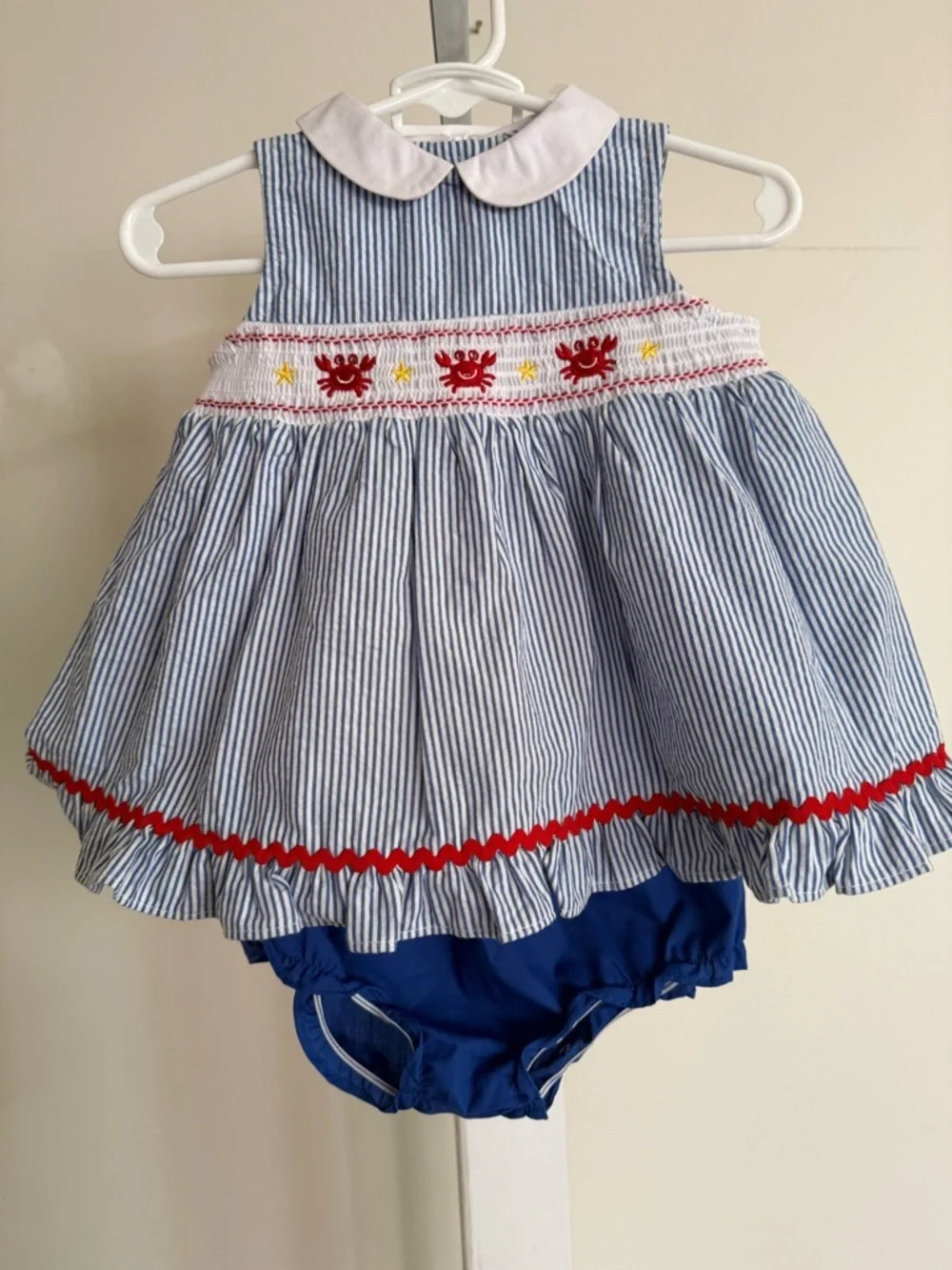 NWT Goodlad Smocked Crab Diaper Set
